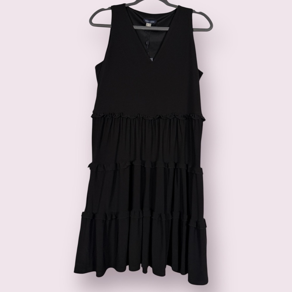 Tommy Hilfiger Black Ruffle Layered Shift Dress Size 10